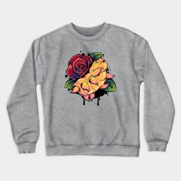 Tardigrade Rose Tattoo Crewneck Sweatshirt by supermara